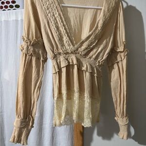 HYFVE Cream Ruffle Lace Blouse